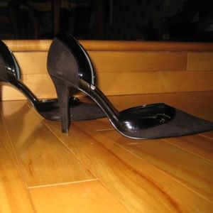 Lauren Ralph Lauren Anja Black Suede Patent Heel